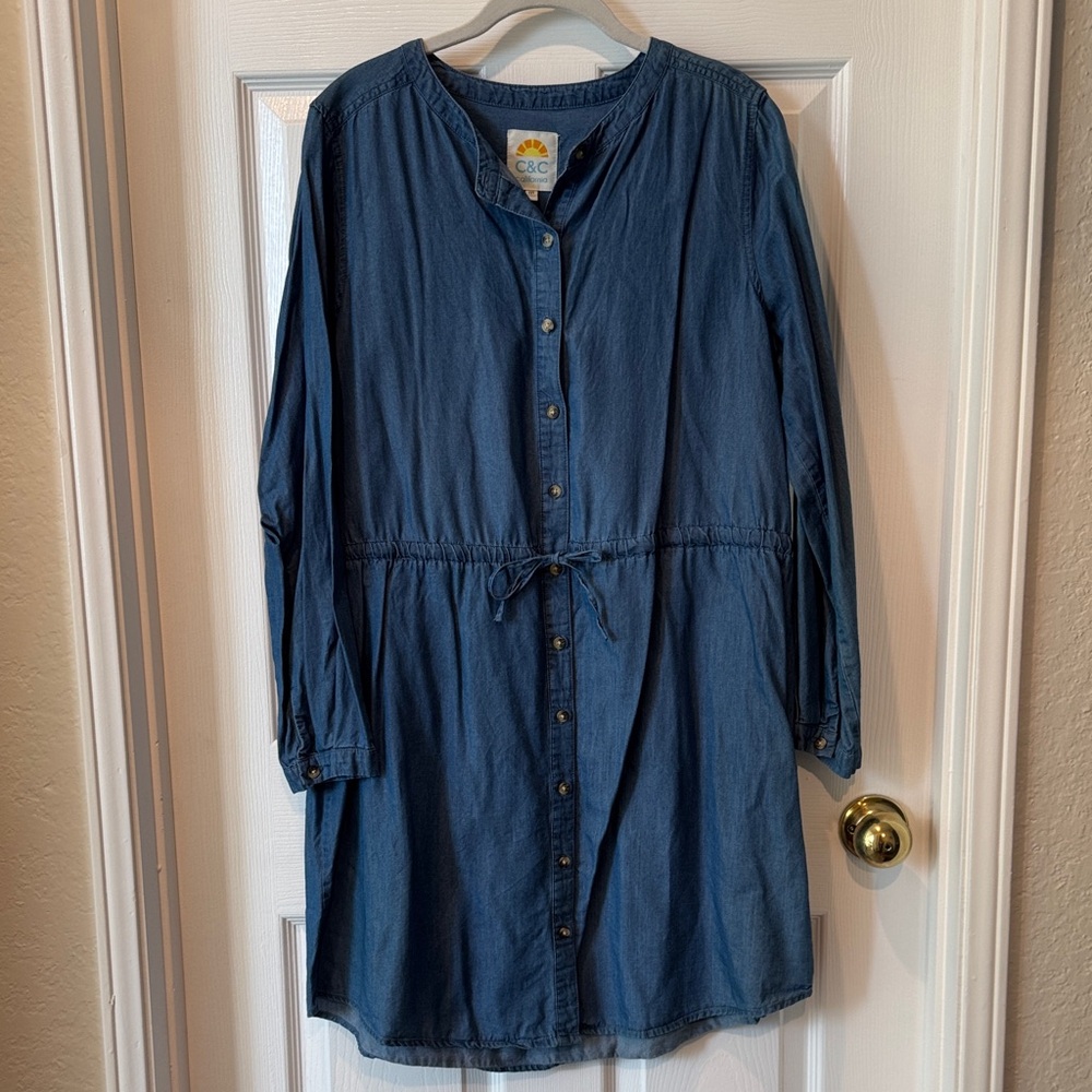 C&C California Indigo Button-Up Dress M